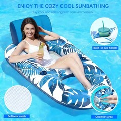 Best Inflatable Swimming Pool raft Lounge Chair, Floating Water Chair with Cup