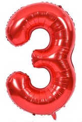 BRAVA! Number “3” Single PC 34” Foil Balloon – Red