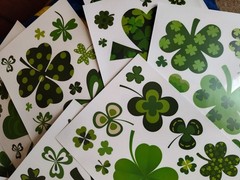 St. Patrick’s Day Bday Party Set Headband Window Clings Cake Topper 2yo Shamrock