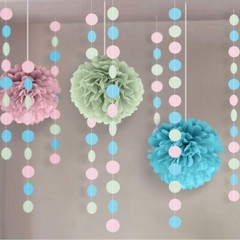 52 ft Pastel Party Decorations Easter Garlands Hanging Pink Blue Green Circle…