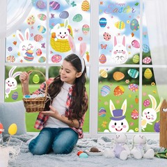 DC-BEAUTIFUL 184 PCS Easter Window Clings, 9 Sheets Double Sided Watercolor