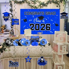 Graduation Decorations 2026 Blue Themed Set Congrats Grad Banner, Class of 2…
