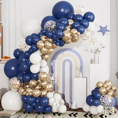 Navy Blue and Gold Balloons Garland Arch Kit-134Pcs Navy Blue Gold White and Con