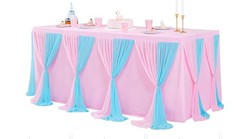 Pink Blue Tulle Tablecloth 8Pack Stretchable Cross Table Cover 4ft