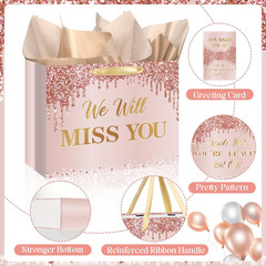 Farewell Going Away Party Decorations Rose Gold We Will Miss You Gift Bags with