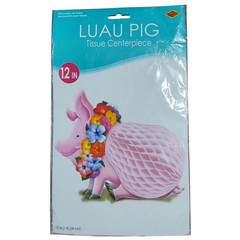 Luau Pig Tissue Centerpiece Tiki Hawaiian 12 Inch Party Decoration Honeycomb