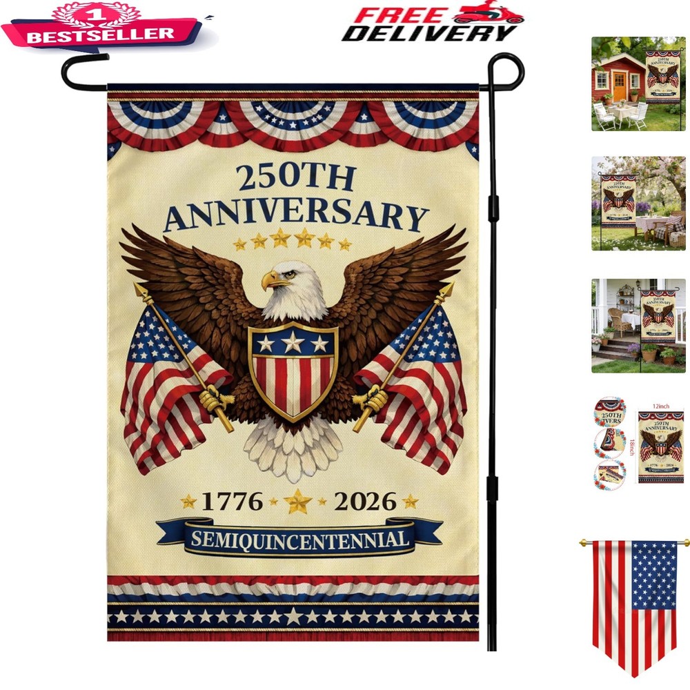 Elegant 250th Anniversary Garden Flag – Bald Eagle Design for 4th of July Events