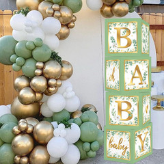 Sage Green Baby Boxes Eucalyptus Safari Baby Shower Decorations 4PCS Eucalyptus