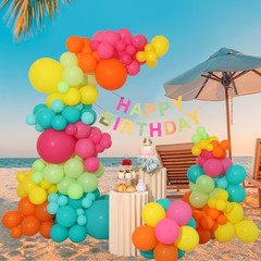 Tropical Balloon Arch Kit,Hot Pink Lime Green Orange Slate Blue Yellow Latex …