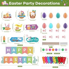 AhfuLife Easter Decorations Set, Happy Bunny Decoration Set