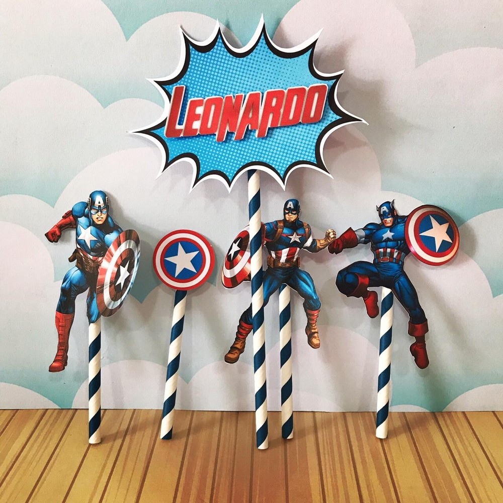 Personalized Captain America Cake Topper