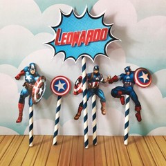 Personalized Captain America Cake Topper