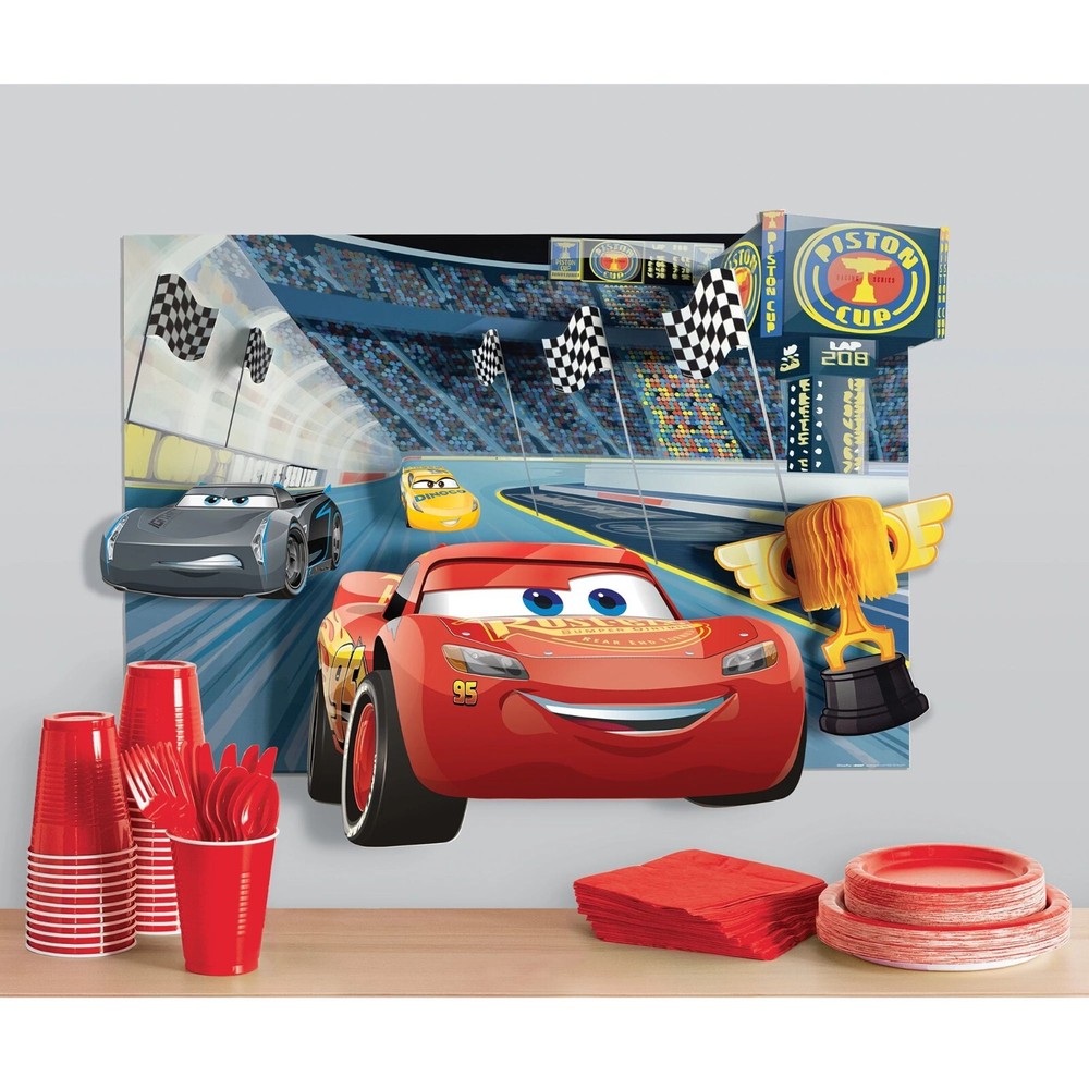 CARS 3 PAPER WALL DECORATING KIT (1) ~ Birthday Party Supplies Disney Cars Red