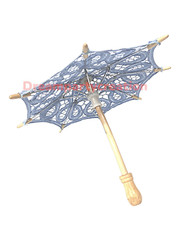 ANTIQUE BLUE Battenburg Lace Parasol 8″ inch Diameter Small Table Decor