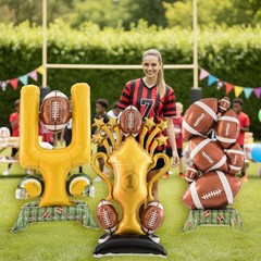 3pcs Standing Football Balloons Set, Football Party Decorations for Boys, 47i…