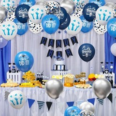 2026 Graduation Party Decorations, 70pcs Grad Balloons Blue and White Graduat…