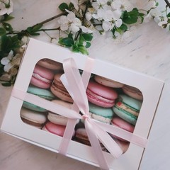 Dicunoy 30 Pack Macaron Boxes for 12, Gift Box, White Bakery