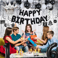 Black and Silver 16Th Birthday Decorations for Boys Girls, Black and White 16Th