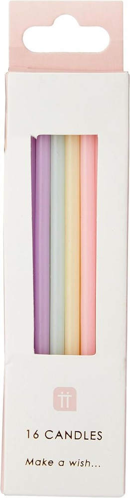 Talking Tables Pack of 16 – Size 10cm Pastel Birthday Candles Colors