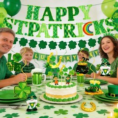 64Pcs St Patricks Day Decorations Kit Shamrock Lucky Banner Garlands Clover Hang