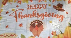 Happy Thanksgiving Backdrop 67×42 With Ties To Hang Up White Orange Gold…