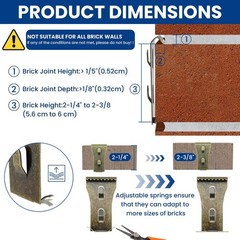 10 Pcs Brick Clips for Hanging Outdoors, No Drill Brick Hooks Hangers Fit Bri…