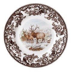 Spode Woodland American Wildlife Elk 1″ H x 10.5″ L x W, Brown/White