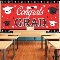 Red and Black Graduation Banner 2026 – Extra Large 72×44 Inch Party Decor