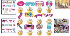 Vibrant 90s Party Decorations: 48 Pcs Cupcake Picks for Themed Celebrations