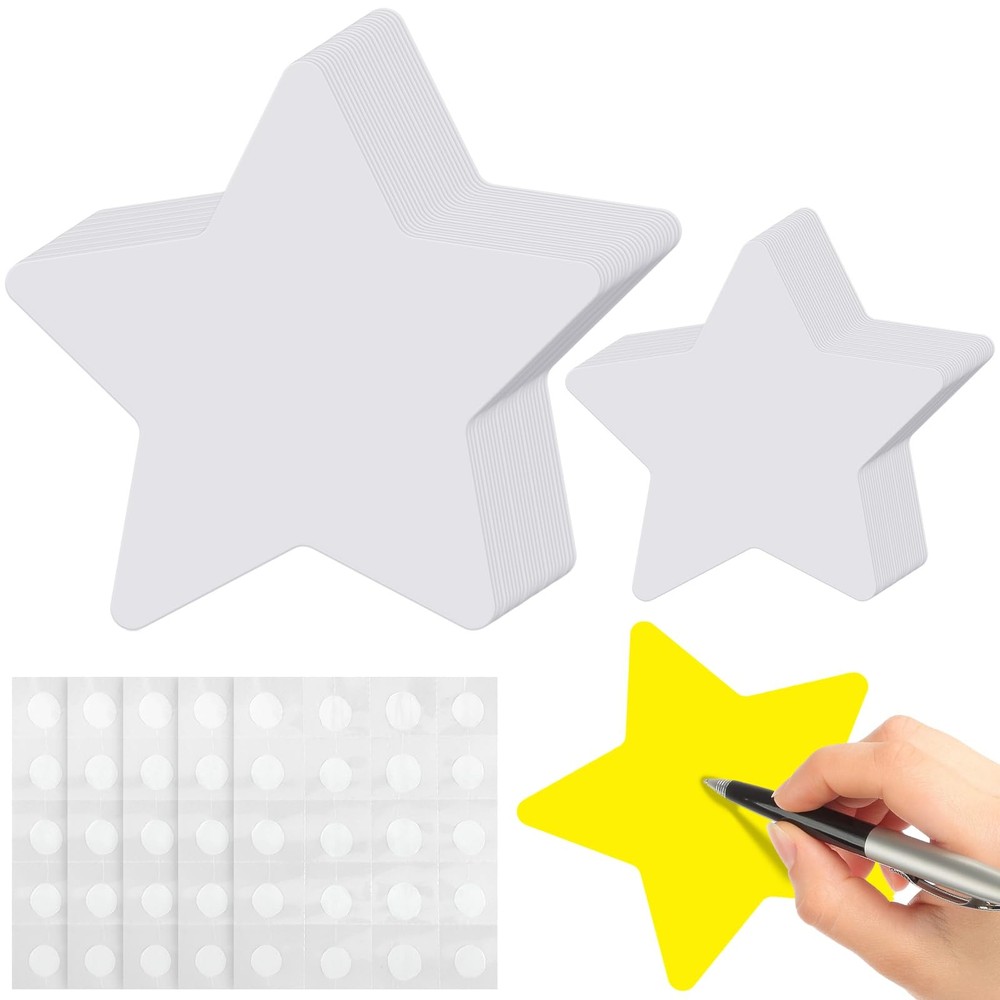 White Star Shaped Paper Cutouts Cards Classroom Bulletin Board Craft 100 PCS