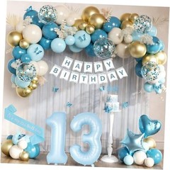 Birthday Decorations for Girls, Light Blue 13 Birthday Girl Decorations, 13th