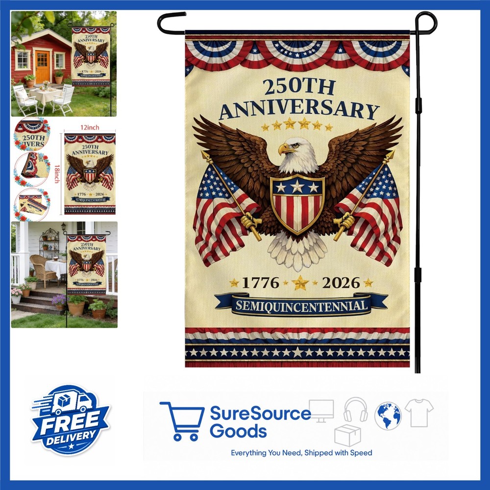 Weather-Resistant 250th Anniversary Garden Flag for Independence Day Events