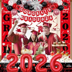 Graduation Decorations 2026, Red and Black Grad Decorations Class of 2026, Gr…