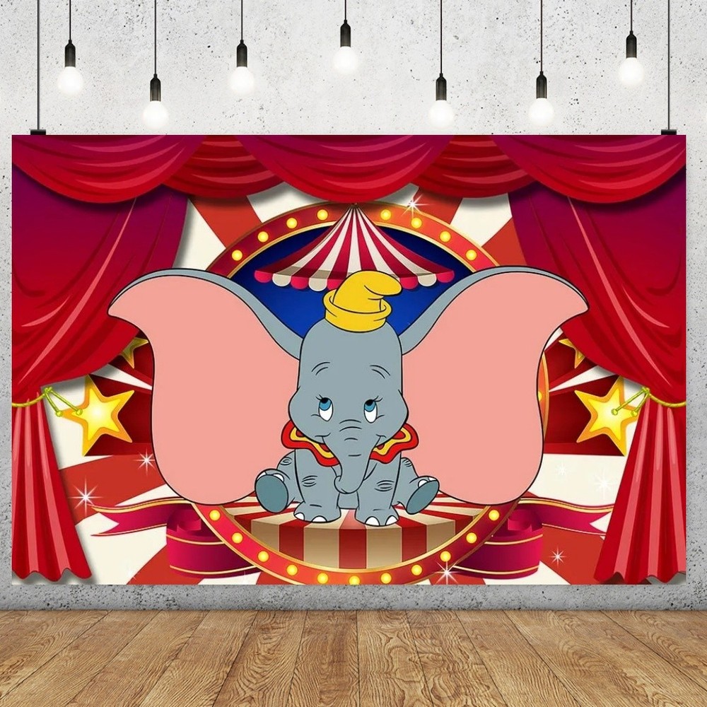 Dumbo Red Curtain Birthday Party Supplies Backdrop Banner Background Decor