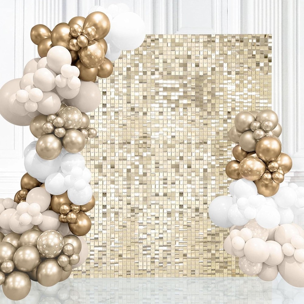 House Backdrop Light Gold Shimmer Wall Disco Backdrop 6ftx4ft for Wedding