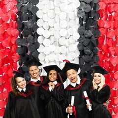 192Ft Red Black White Party Decorations Big Circle Dots Backdrop Streamer Gar…