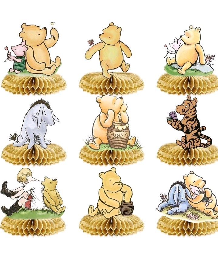 9 pc Winnie The Pooh Table Stand Up Decor Party Theme decoration supplies.