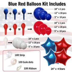Red and Blue Double Balloon Arch Kit with four Giant 24″ Star Foil Balloons –…
