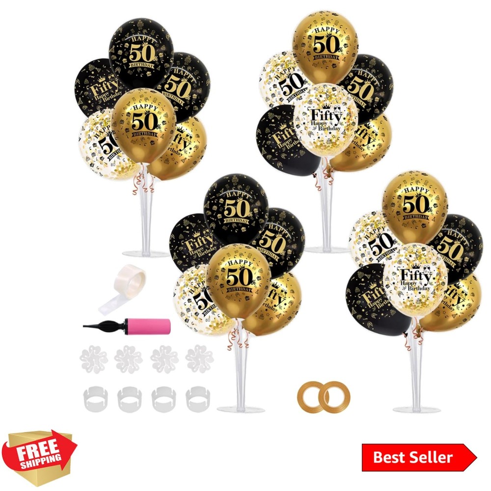 Perfect for Milestones: 50th Birthday Balloon Centerpieces Kit – Easy Assembly