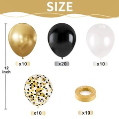 Balloons, 50pcs 12inch Matte White Black Metallic Gold Black Gold White