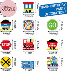 11 Pcs Train Birthday Hanging Decorations Train Party Supplies Railroad Crossing