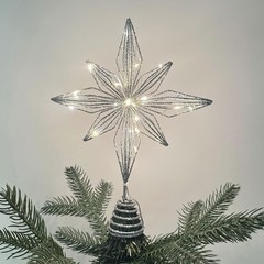 LED Tree Topper Star Christmas Decorations Top Xmas Star Light Up Glitter GiftAE