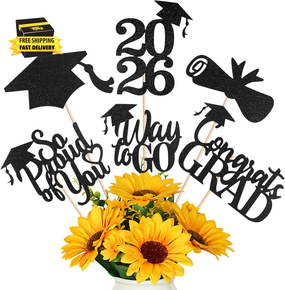 Graduation Decorations 2026, 24 PCS Class of 2026 Double-Sided Centerpieces with