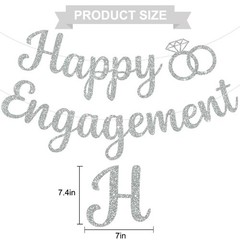 BEISHIDA Glitter Happy Engagement Banner-No DIY, Engagement Party Decorations…