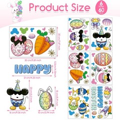 Easter Window Clings for Glass Decorations – 60 Pcs Double-Sided Happy Easter St
