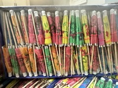 BOX Assorted Umbrella Parasol 4″ Cocktail Food Picks Tropical Luau 3456 CT