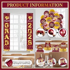 Graduation Decorations 2026 Maroon and Gold Graduation Party Decor Set includ…