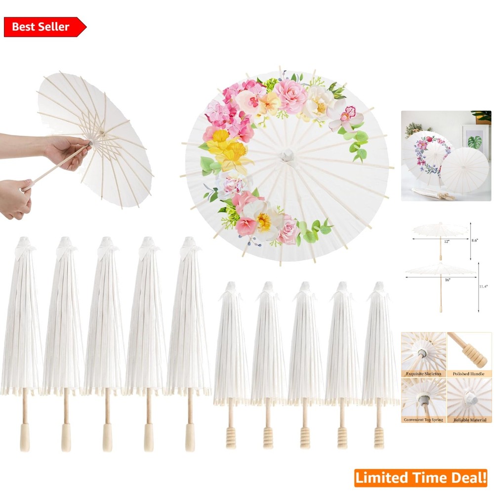 DIY Handcrafted Paper Umbrella Decor for Party Wedding Kids Art 12 Inch White
