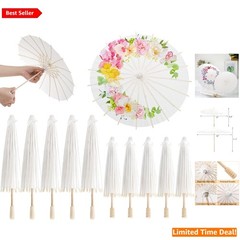 DIY Handcrafted Paper Umbrella Decor for Party Wedding Kids Art 12 Inch White