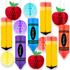 13 Pcs Crayon Apple-Shaped Hanging Honeycomb Balls Honeycomb Pencil Paper Ball D